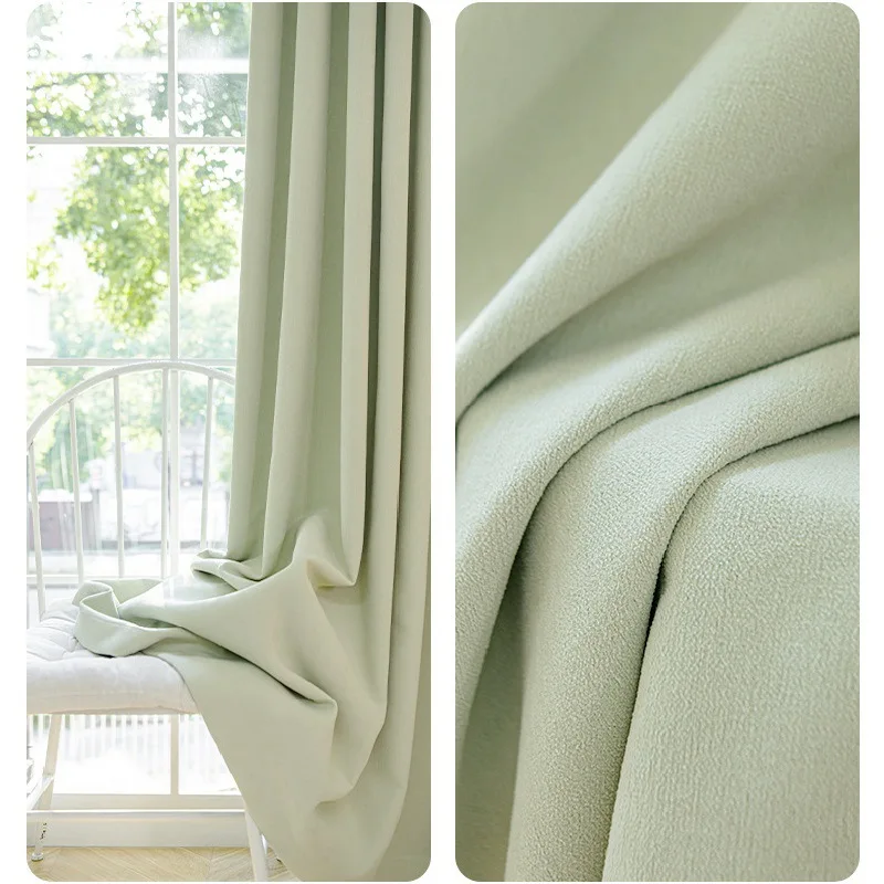 

Full Blackout New Multicolor French Chenille Cream Style Solid Color Curtains for Living Dining Room Bedroom Customization