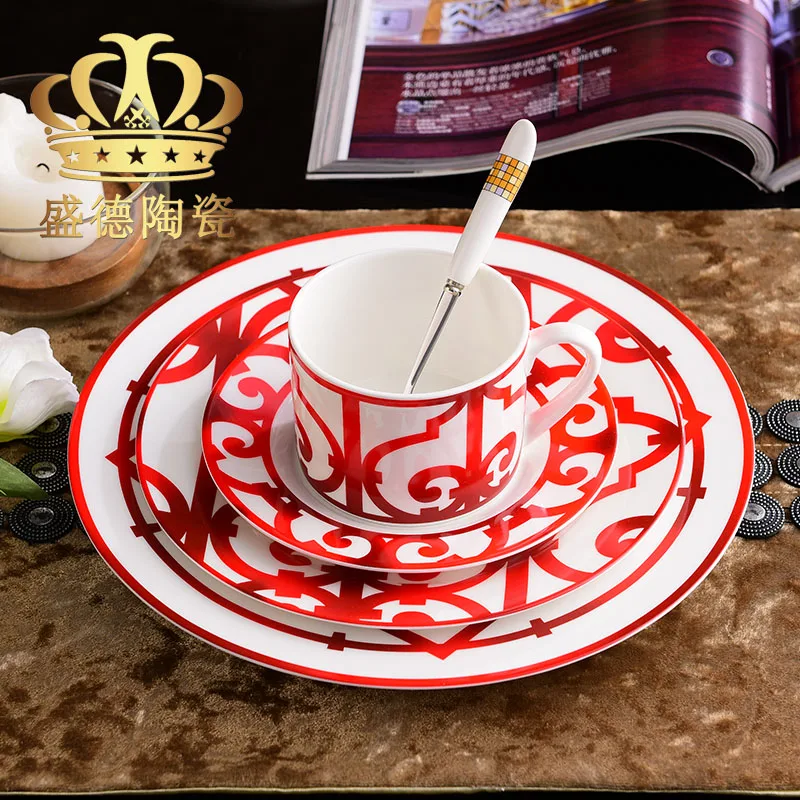 European Decor Modern Ceramics Western Food Plates Bone Porcelain Steak Ornaments Tableware Cups Dessert Tray