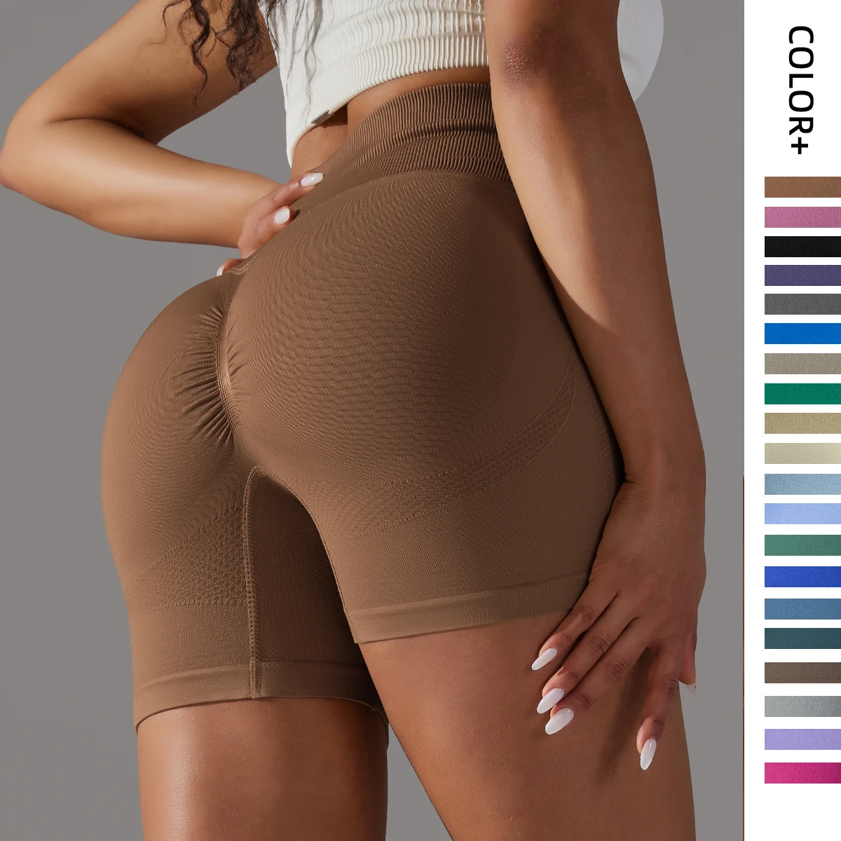 SeamlessSportsScrunchShortsWomanGymSquatProofShortsHighWaist