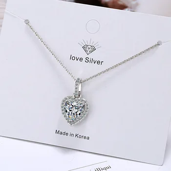 925 Sterling Silver Zircon Heart Pendant Necklaces For Women Luxury Designer Jewelry Gift Female Wholesale Jewellery Trend 2024