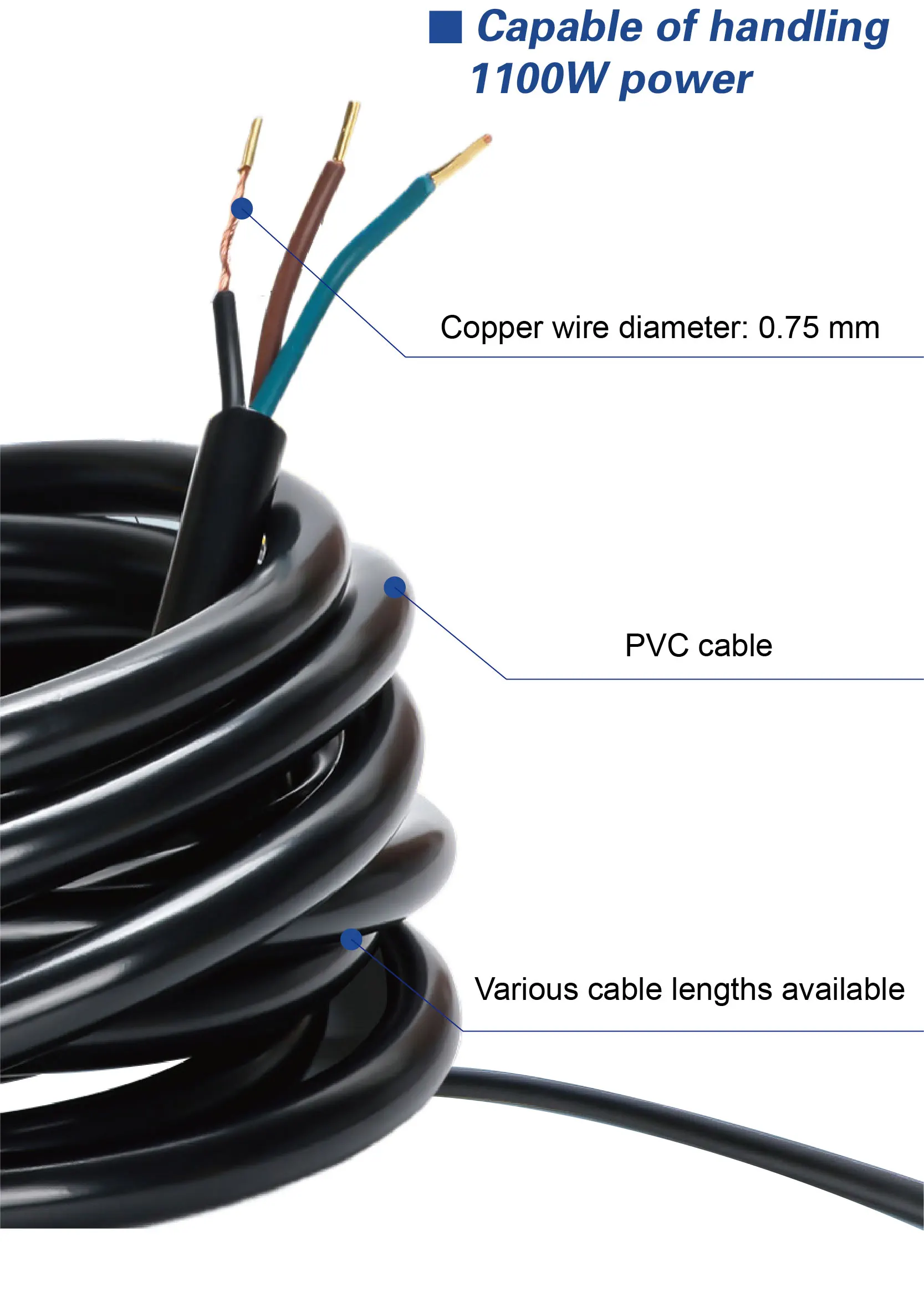 PP Cable Float Switch 2-6m IP65 Waterproof Liquid Level Controller 1650W Single
