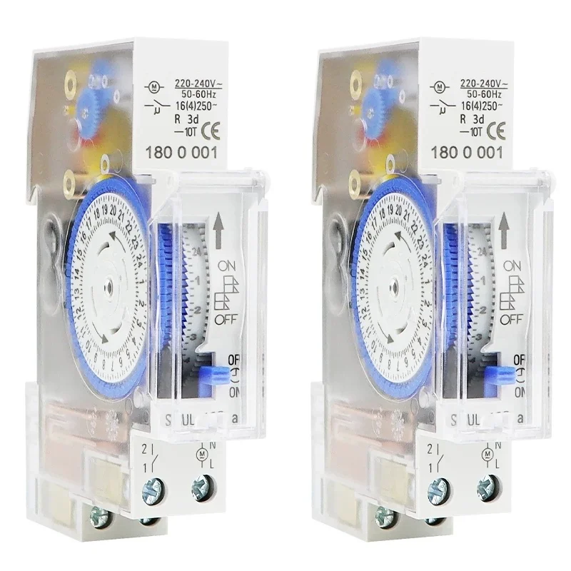 기계식 타이머 스위치 SUL180A 220-240VAC 0.5W 24시간 시간 컨트롤러 석영 타이머 DIN 레일 마운트 산업용 타임 스위치