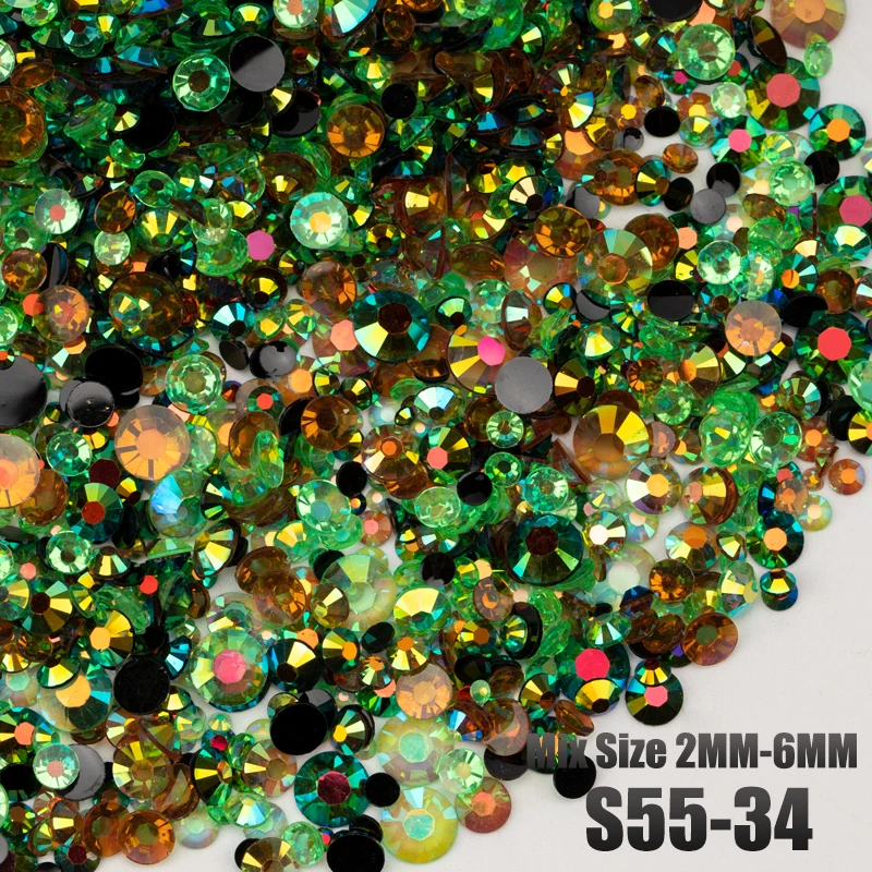 VDD 30/100g Neue Mix Größe 2-6mm Harz Strass Kristall Farbe AB Flatback Steine für DIY Handwerk Nail art Dekorationen Großhandel – Detail 39