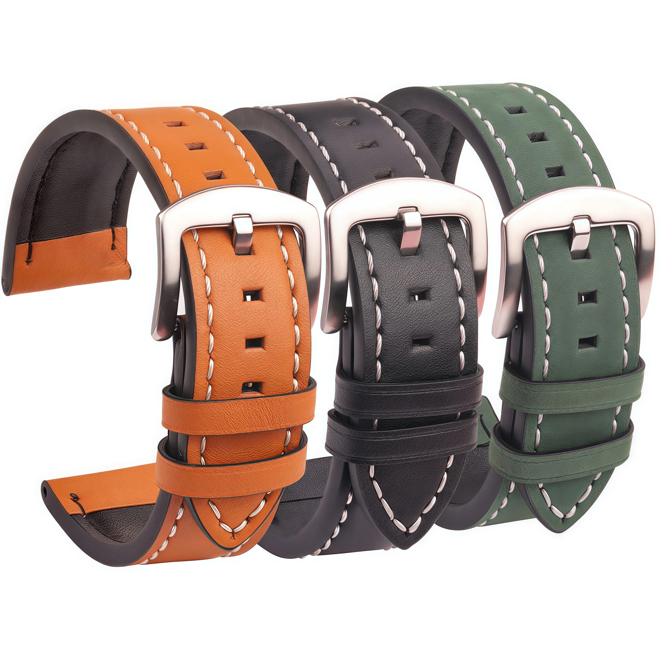 Classic Leather Watch Band - Premium Replacement Strap in 4 Timeless Colors