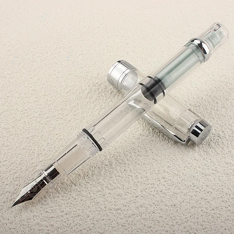 High Quality 3008 Transparent Fountain Pen Plastic EF Nib Piston Filler Ink Pens for Writing School Office Supplies Stationery 4