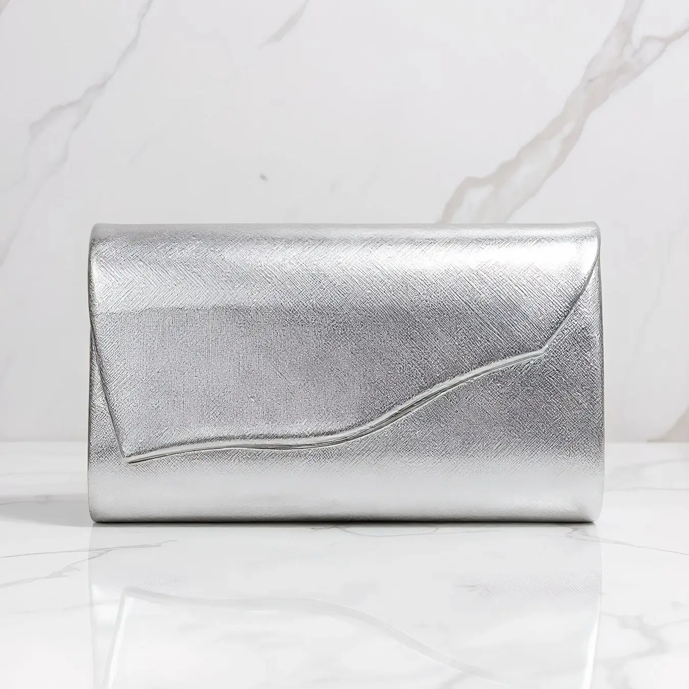 Golden PU Velvet Evening Clutch Handbag for Women