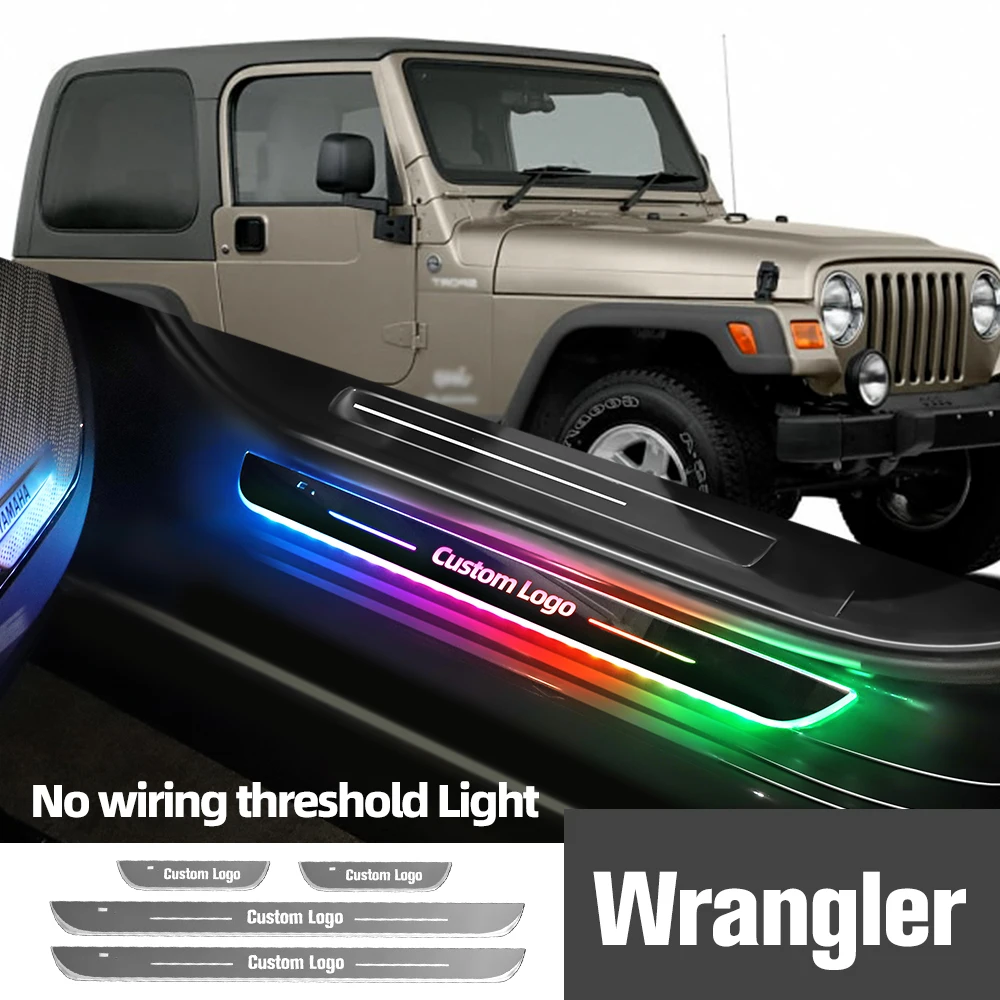 

For Jeep Wrangler TJ JK JL 1996-2023 2019 2021 Car Door Sill Light Customized Logo LED Welcome Threshold Pedal Lamp Accessories