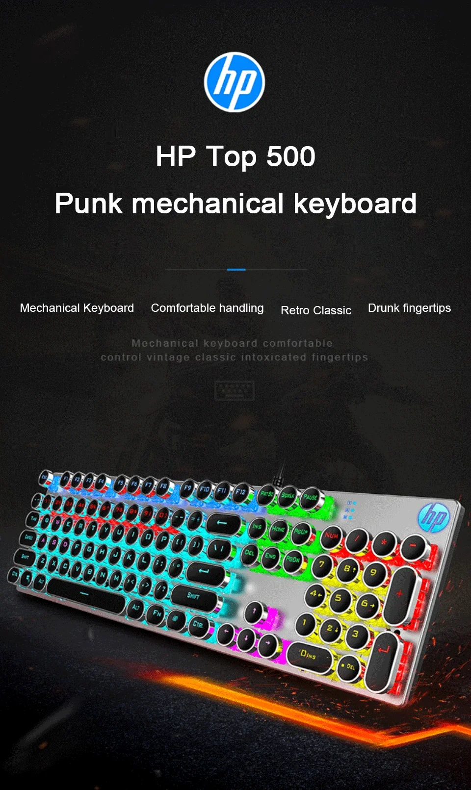 HP GK400Y Mechanical Keyboard Punk Game Keyboard 104 Key