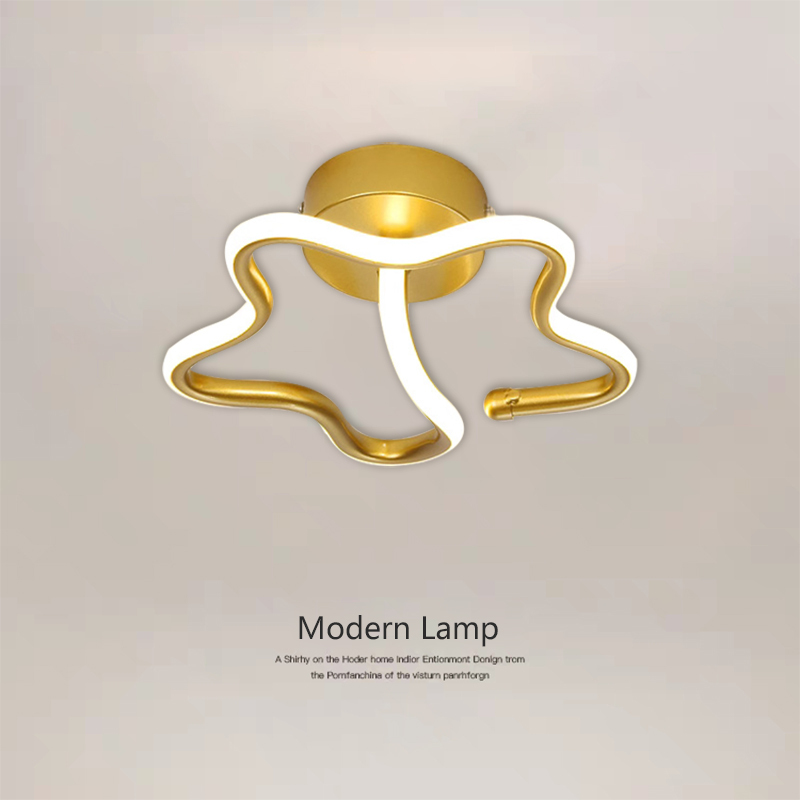 Modern LED Ceiling Light Pentagram Four Leaf Flower Plating Gold Lamp Living Room Bedroom Aisle Hallway Indoor Decor Lighting