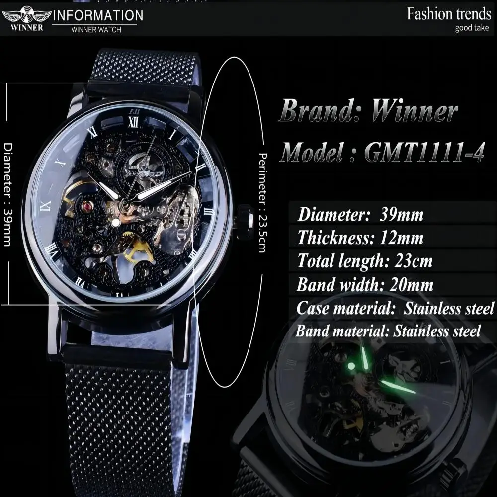 Mechanical Watch For Men Top Brand Luxury Business Casual Hollow Luminous Steel Waterproof Mesh Belt Men Watch Reloj Hombre