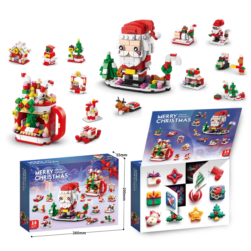 Calendario de Adviento de Navidad, juego de bloques de construcción, caja de juguetes para niños, calendario de Adviento de Navidad de 24 días, kit de bricolaje, regalo para niños de 6 años o más