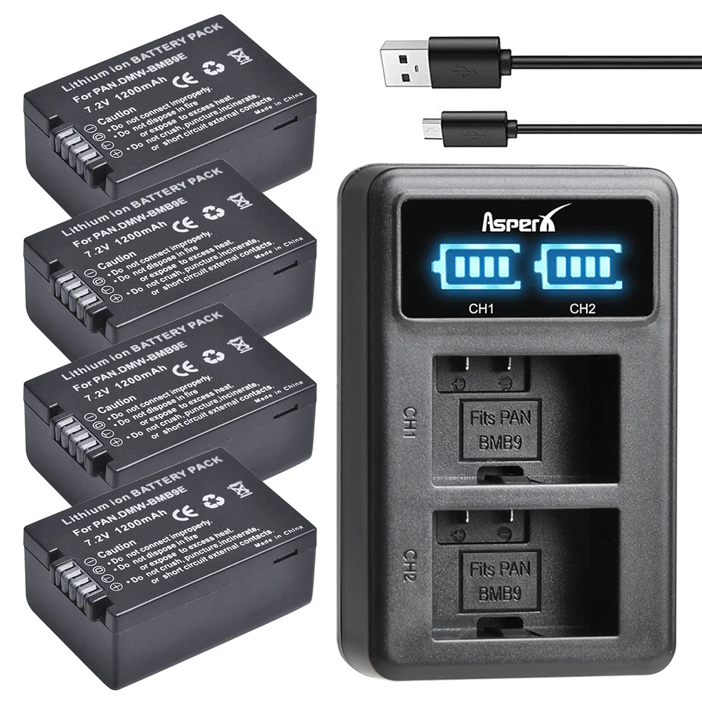 

DMW-BMB9 Bateria DMW BMB9 BMB9E Battery + Charger for Panasonic Lumix DC-FZ82 FZ70 FZ60 FZ100 FZ150 FZ40 FZ45 FZ47 FZ48 Parts