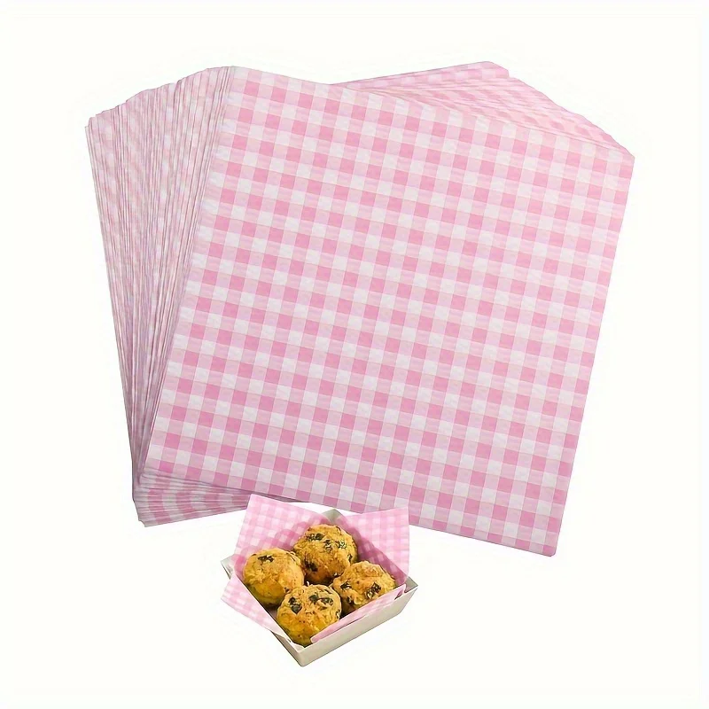 100PCS Pink Grease-Resistant Food Wrapping Paper Sheets 18×18cm Square Coated Oil-Proof... - SKU GRFW1537 - UGI Packaging