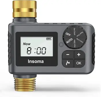 INSOMA-Système d'arrosage automatique, minuterie d'eau d'irrigation de jardin intelligente, avec percussion en laiton, pour tuyau de carburant, jardin extérieur IPX5 1