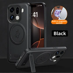 Deluxe Leather Stand Case with Magnetic Wireless Charging and Shockproof Protection - Find X9 (Black)