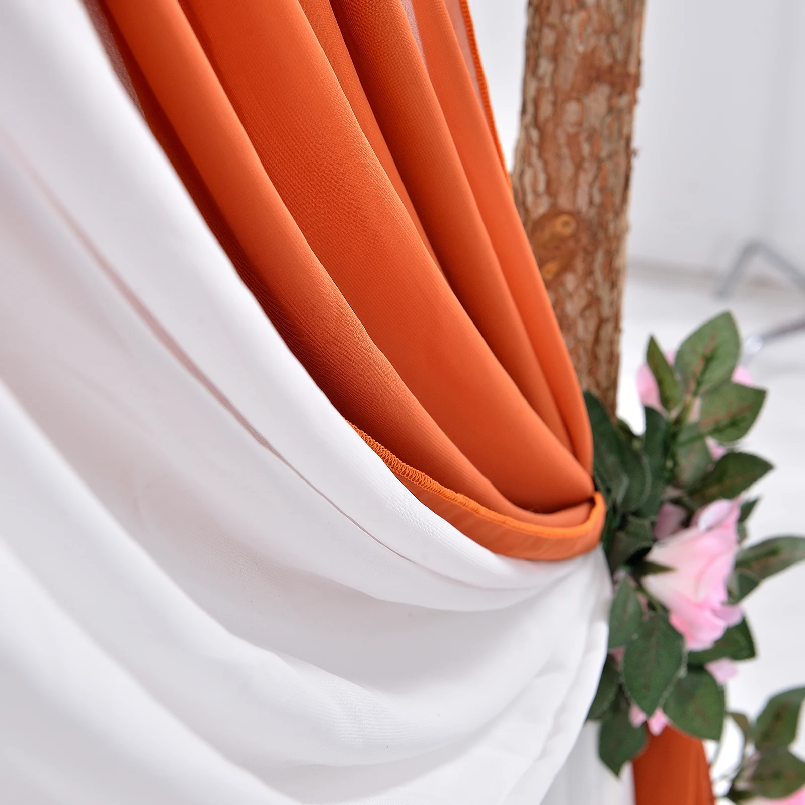 70X550cm Rust Chiffon Wedding Arch Draping Fabric Terracotta Solid Drapery Ceremony Reception Backdrop Curtain Party Swag Decor