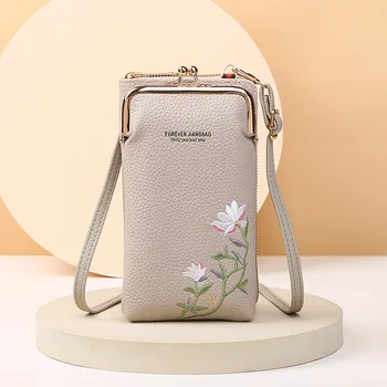 Borsa a tracolla piccola da donna alla moda per telefono cellulare Borsa in pelle PU Borsa a tracolla elegante con motivo floreale per ragazze 1