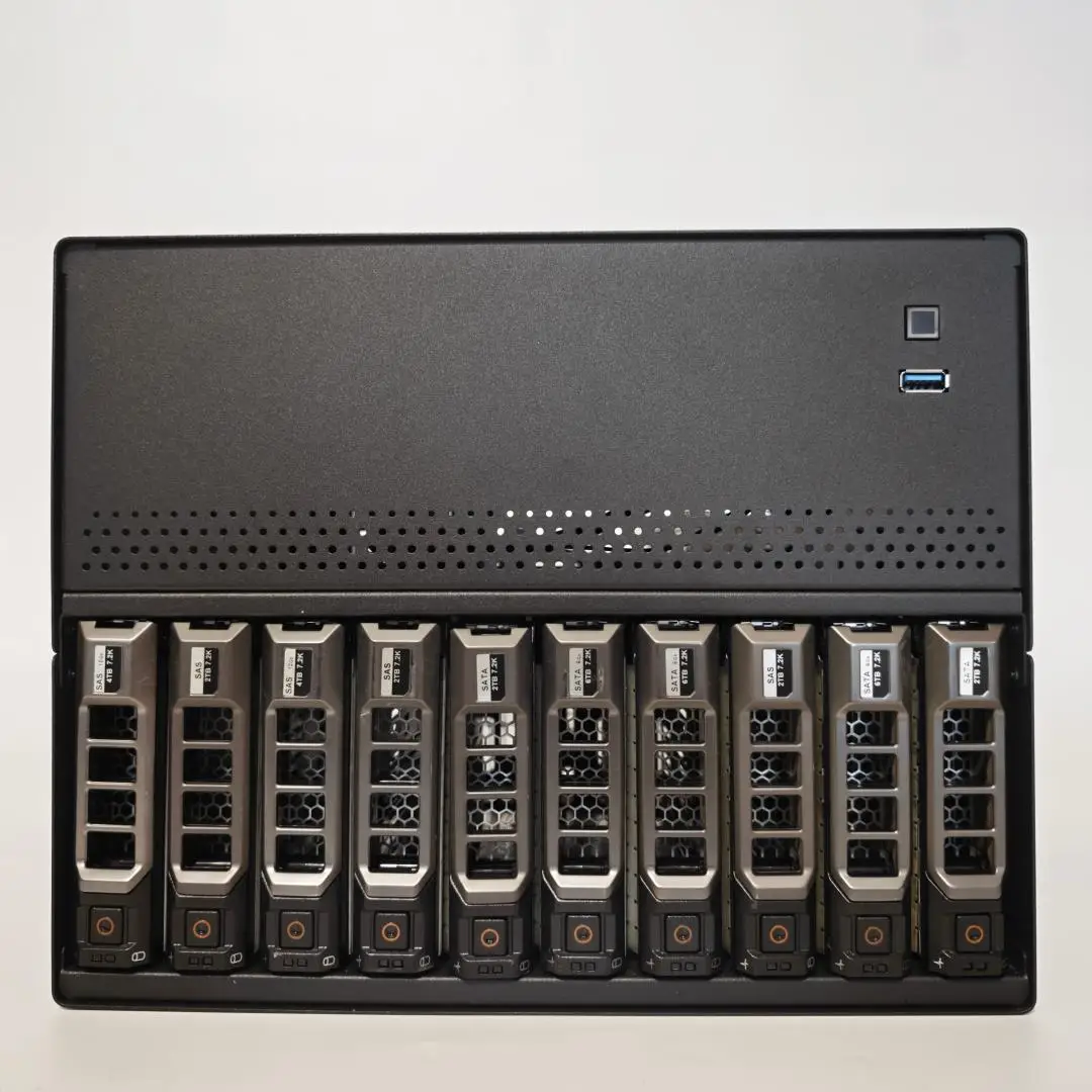N10 NAS 섀시, 10+2 베이, MATX 마더보드, 페이뉴 1U 전원 공급 장치, 8개 드라이브