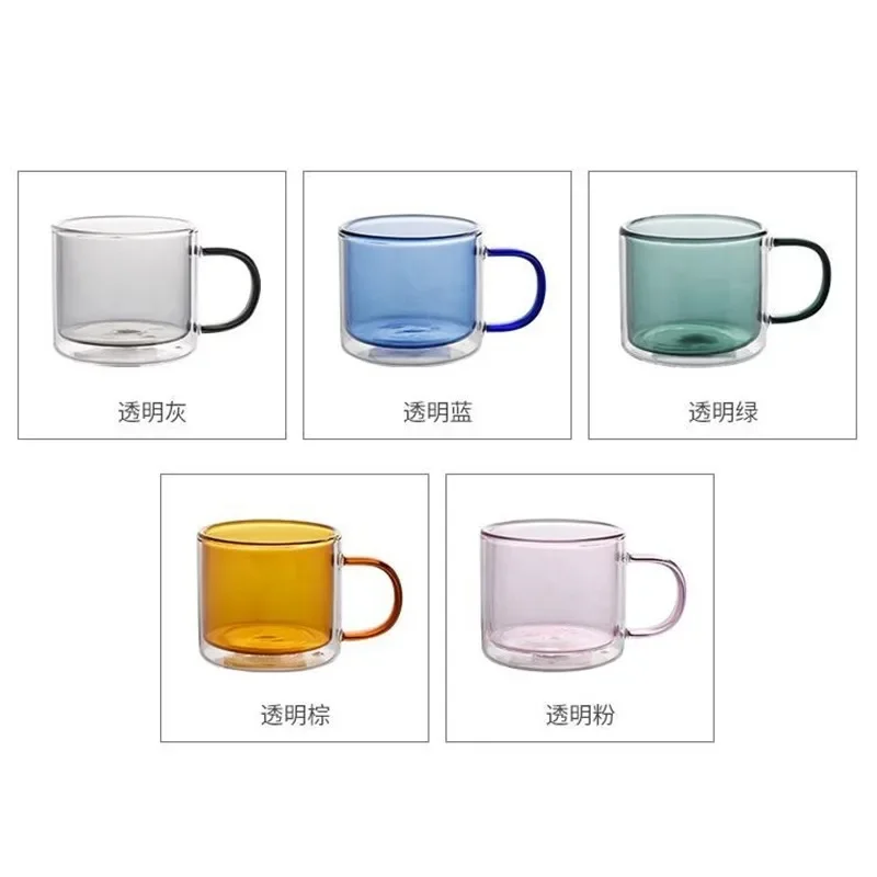Glass Drinkware 250ml Wine Glasses Drinking Tumbler Whiskey Vodka Cup Coffee Juice Water Cups Tea Creative Mug Double Bottom Glass Mugs