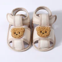 Été nouveau enfant en bas âge sandales mignon dessin animé ours nouveau-né Prewalker coton sandale doux bébé fille semelle antidérapante infantile premiers marcheurs 3