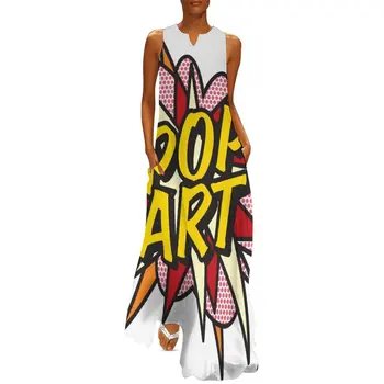 POP ART 만화책 플래시 모던 아트 팝 문화 롱 원피스 원피스, 한국 스타일 여성 의류, 여름 드레스, 2024