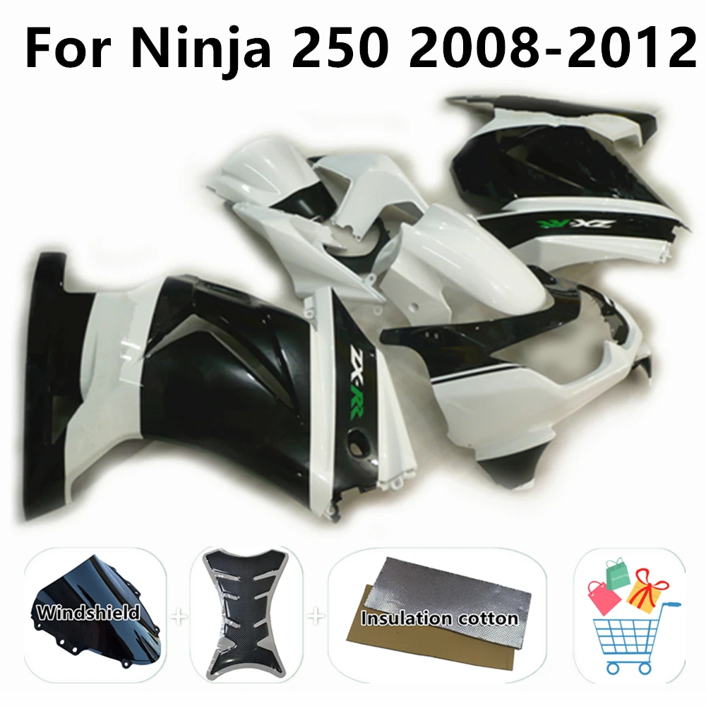 

Black White Stripe Motorcycle Full Fairing Kit for Ninja 250 EX250R EX-250R 2008-2009-2010-2011-2012 Bodywork Cowling