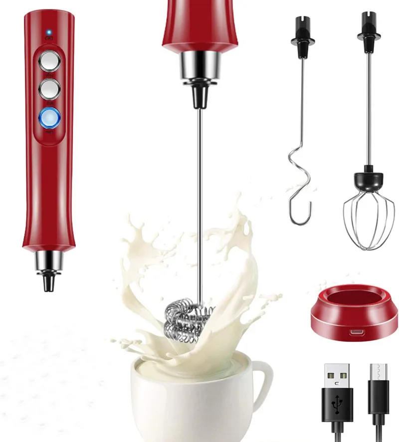 milk frother egg beater food mixer electric whisk handheld electric whisk Electric Egg Beater Milk Frother Foam Maker 3 In 1 USB Rechargeable High Speeds Drink Mixer Handheld Foamer Coffee Frothing Wand
