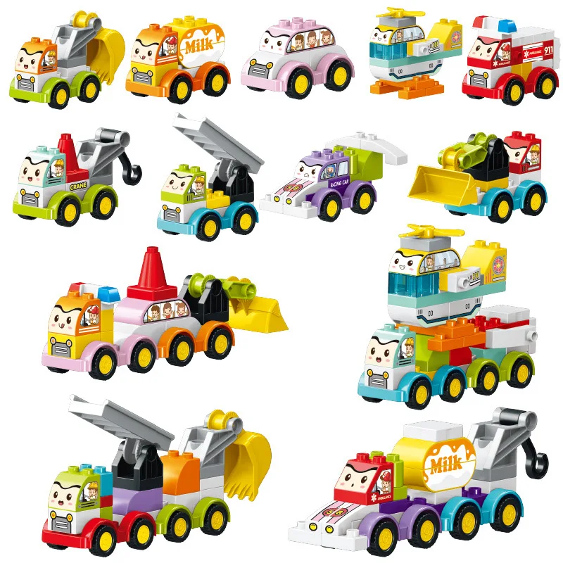 

150 Pcs Big Size Building Block Truck Car Bus City Police Car Ambulance Model Set Brick Educational Toys for Children Kid Gift
