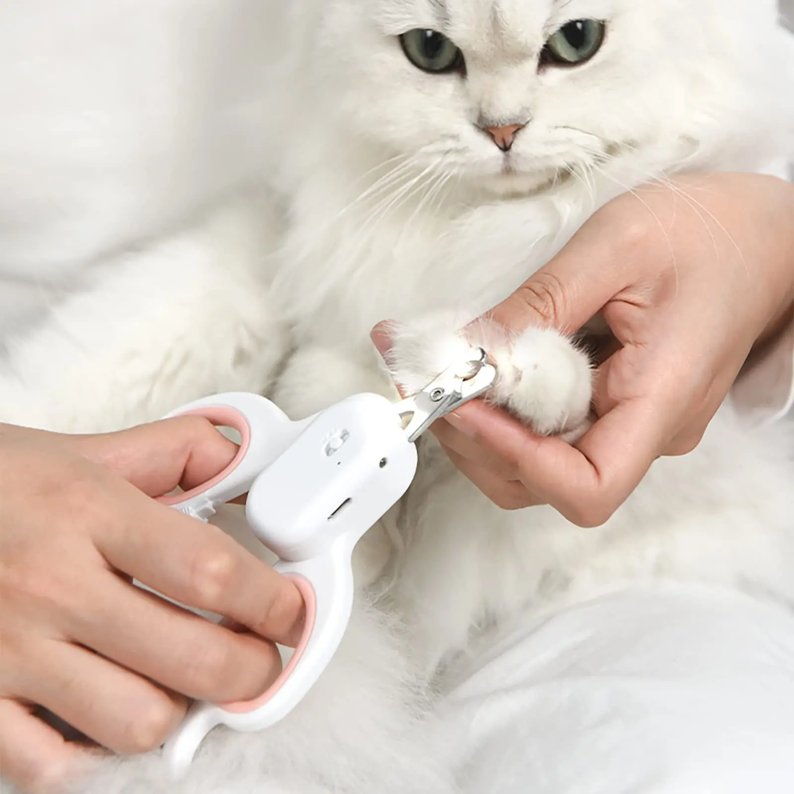 Pet Nail Clippers with LED & UV Light, Cat Claw Trimmer with Super Bright LED Light for Nail Blood Lines to Avoid Over-cutti