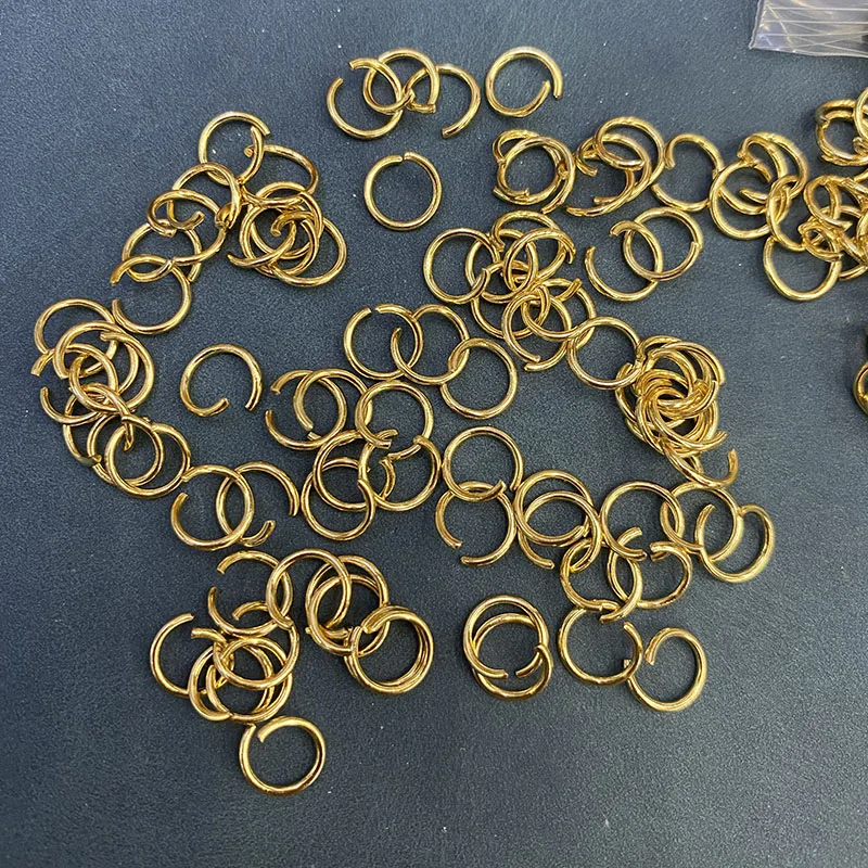 500-1000pcs 1x8mm Real Gold Plated Stainless Steel Open Jump Rings Nickel Free Split Rings Connectors  For DIY Jewelry Making
