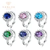 YANLOK Oval 925 Sterling Silver 5A Cubic Zirconia Multi-Color Flower shaped Engagement Ring for Women  Fine Jewelry Gift 1