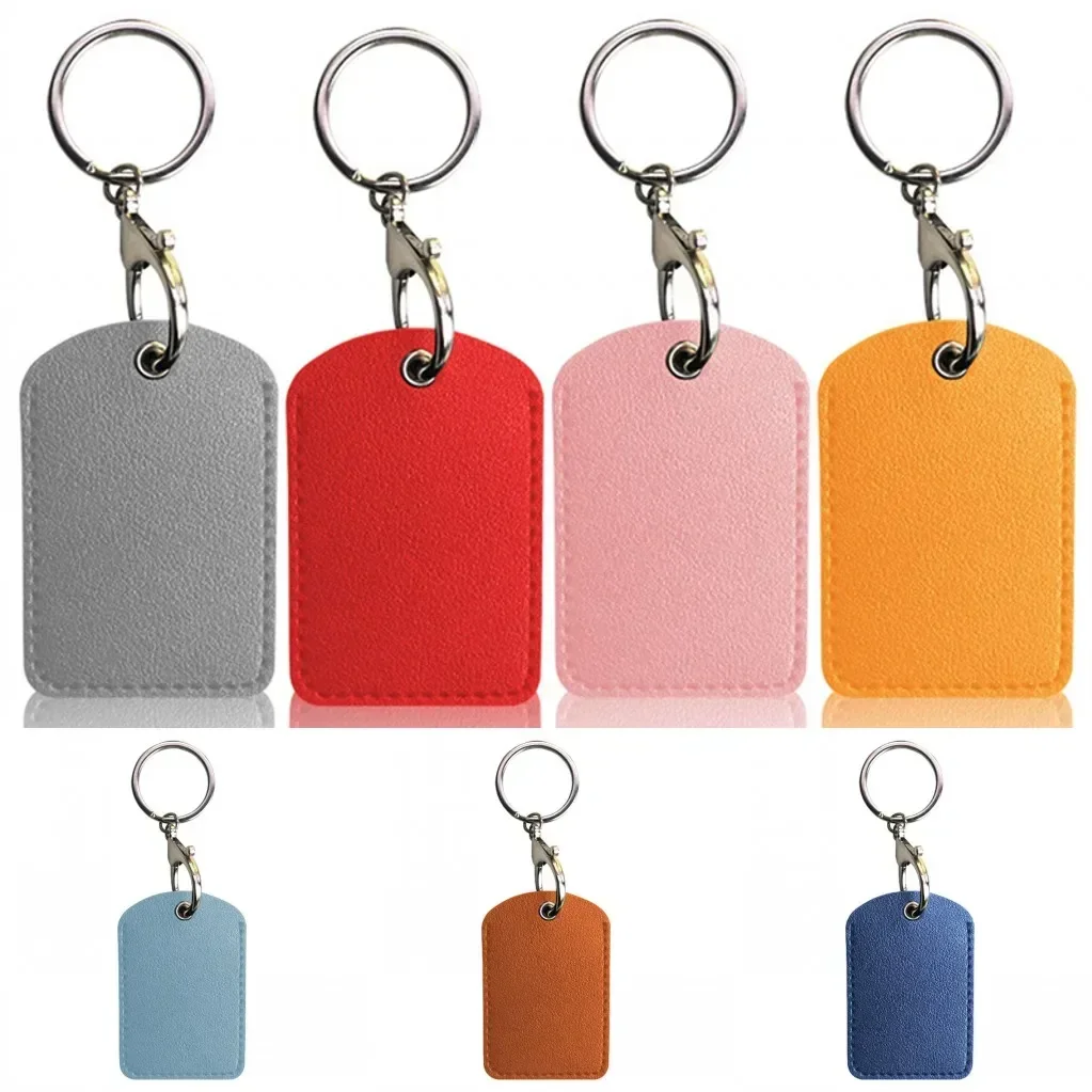 Leather Keychain Doorlock Key Ring Access Card Bag Induction Waterproof ID Card Case Key Tag Protective Case Tag Ring key case key holder key organizer key protector card case holder