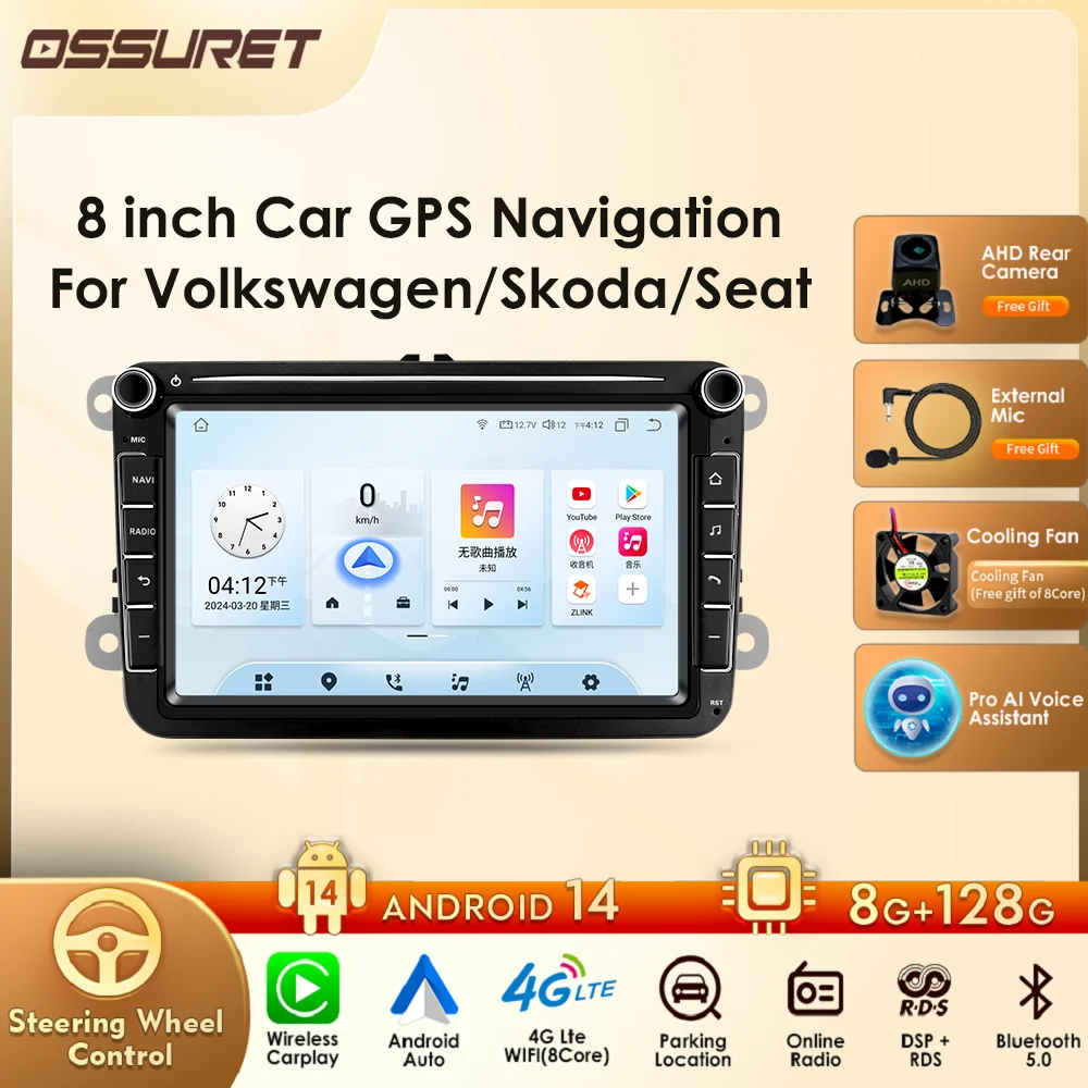OSSURETCarPlayCarRadioforVolkswagenPassatB6Golf5VWTransporterPoloJettaSkodaSeatAndroidMultimediaPlayerGPSOBD-AliExpress34