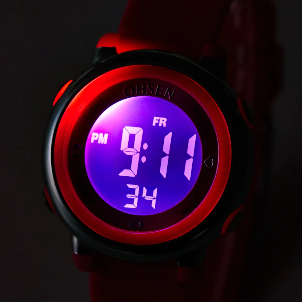 OHSEN Fashion Digital Child Kids Wristwatch Child Girls Silicone Strap 50M Swim Dive Sport Watch Boys Alarm Clock Gift 5