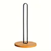 Wood Paper Towel Holder, Black Paper Towel Holder Countertop, Kitchen Towel Holder Free-Standing with Non-Slip Wooden Bas 6