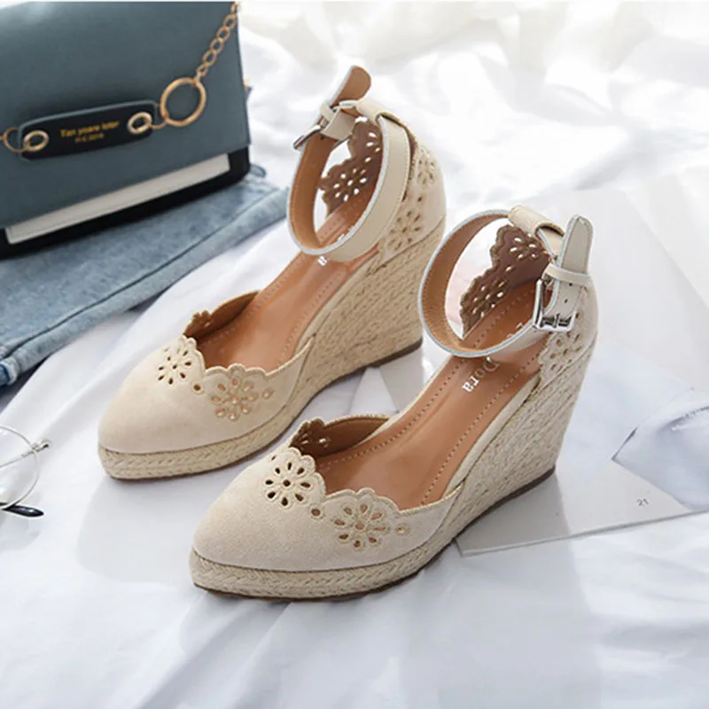 Comemore Women's Casual Summer Platform Pumps Shoes Women Sandals Heels 2023 Wedge Heel Woman Comfortable Sandalias De Mujer 34