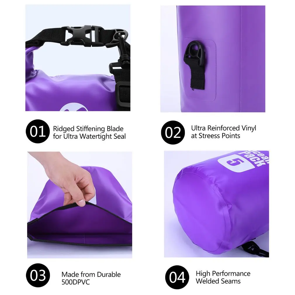 5L/10L/20L Ultralight 500D Ocean Outdoor Waterproof Rafting Bag Dry Bag For Drifting Swimming Camping