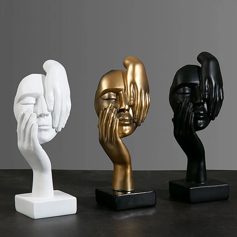 Sculpture Murale Abstraite Visage Humain – Masque Minimaliste En Résine, Déco Pop Vintage Pour Salon Ou Chambre