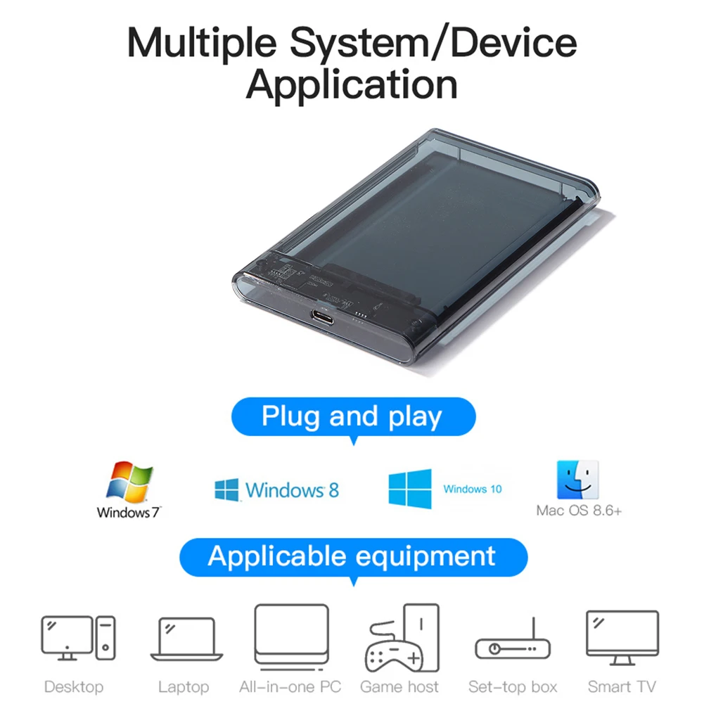 2.5' External HDD Case SATA To USB3.1 Hard Drive Enclosure 6Gbps USB3.0 to Type-C SATA HDD SSD Hard Drive Case SATA3 High Speed external hard drive case,ssd enclosure,hard drive enclosure,hard disk case,external hard drive box,hdd case enclosure