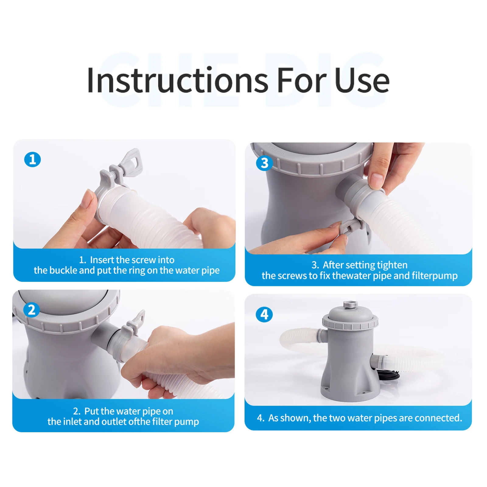 Pool Filter Pump 330 GPH Paddling Pool Electric Water Pump With 2 Pool Filter Cartridge Pool Pumps Above Ground Small Pool Filte