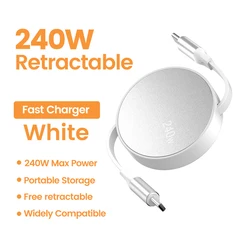 Retractable 240W PD Fast Charging USB - C to USB - C Cable - Portable and Efficient Power Solution - Type - C to Type - C (Beige)