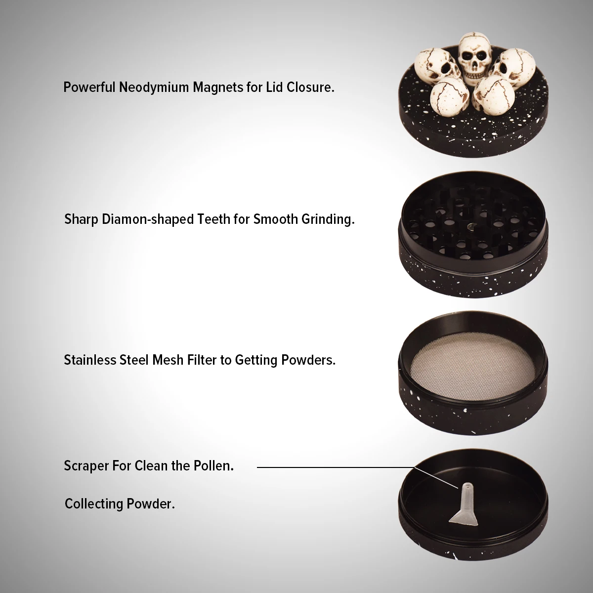 1PC Skull Size Large Smoke Grinder Matte Version Vanilla Spice Crusher Multi-purpose Crusher Kitchen Tools Tobacco Crusher nut spice grinder herb grinder herb spice grinder