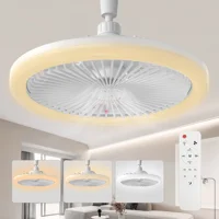 IRALAN Ceiling Fan With Light E27 Socket 10 Inch 85-265V 3 Fan Speeds Dimmable Easy To install For Bedroom Fixtures 2