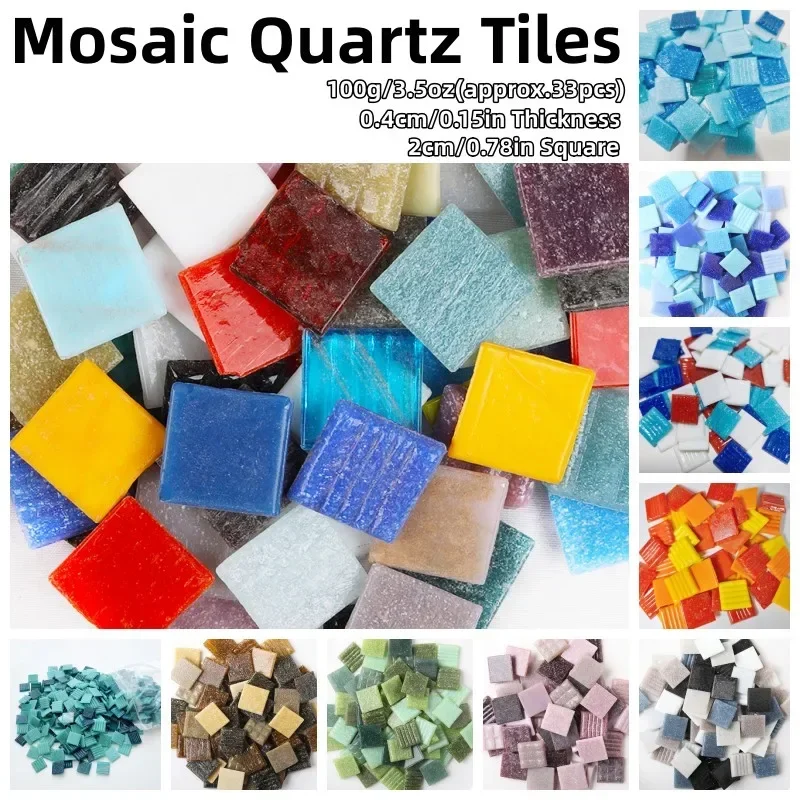 100g/3.5 uncji (około 35 sztuk) mozaiki kwarcowe 2cm/0.78in kwadratowe płytki 0.4cm/0.15in grubości materiały do rękodzieła DIY mieszane kolor