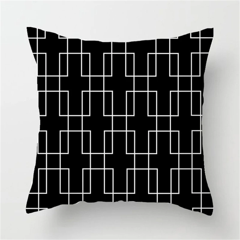 2022 Black White Geometric Creative Print Cushion Cover Sofa Decoration Pillow Cover Comfortable Simple INS Home Decor 45x45CM 