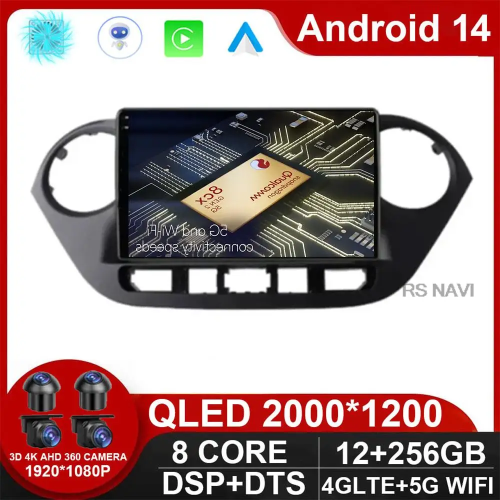 

Android 14 Car Radio for Hyundai I10 2013 - 2018 Multimedia Video Player 4G GPS Navigation Carplay DVD Head Unit NO 2Din DSP BT