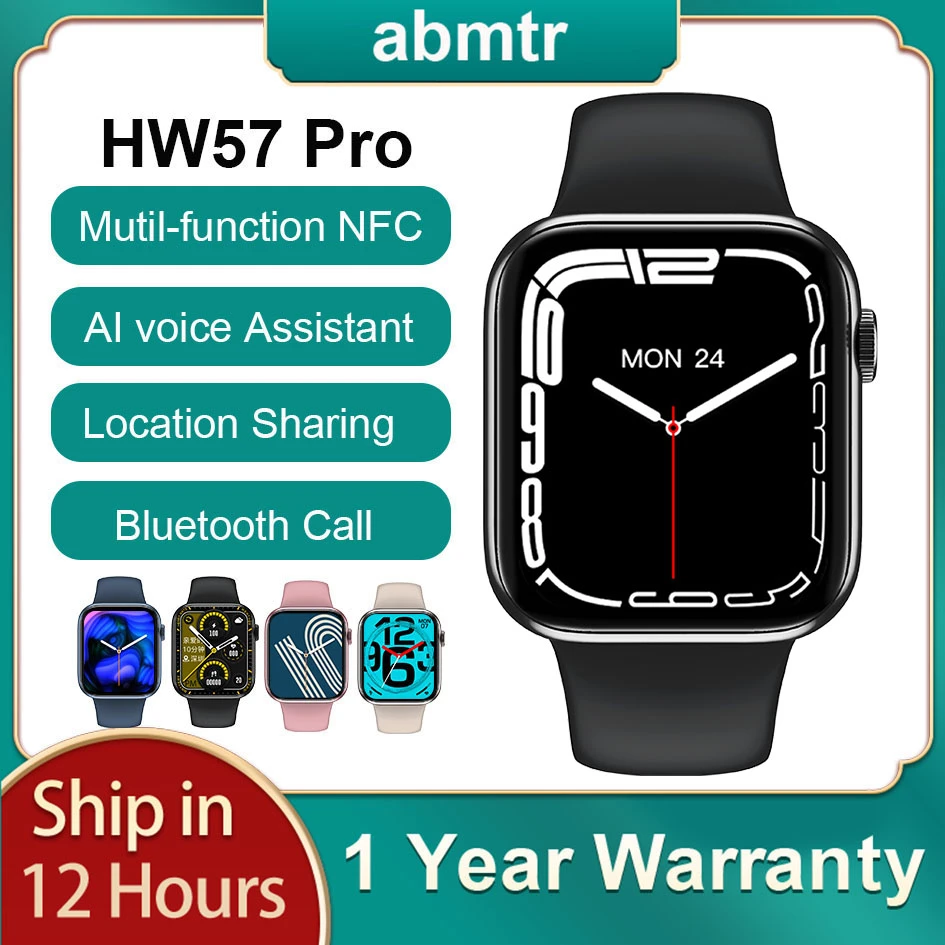 Abmtr HW57 Pro Smart Watch 1.77" Series 7 Men Women NFC Voice Assistant Bluetooth Call Women smartwatch PK Dt100 IWO 13 W27 W37