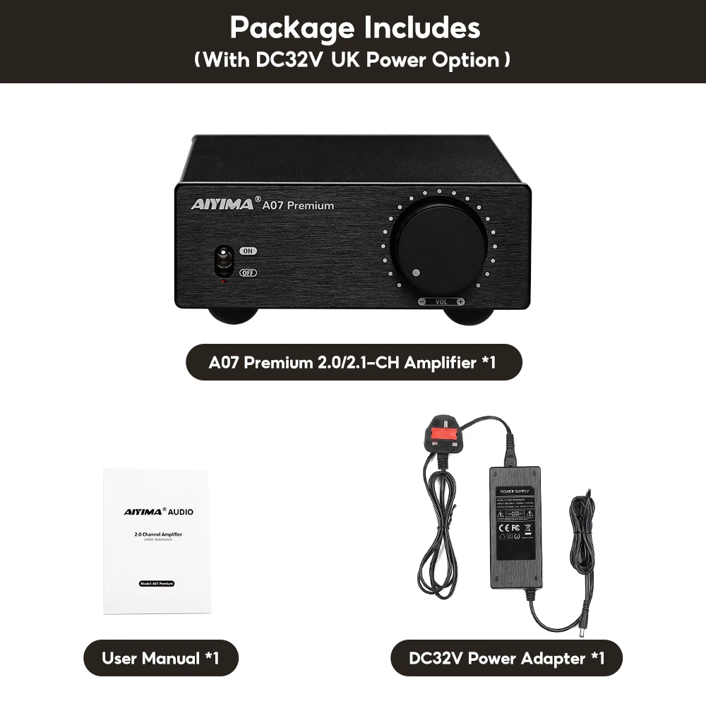 AIYIMA A07 プレミアムアンプ TPA3255 パワー 300Wx2 クラス D