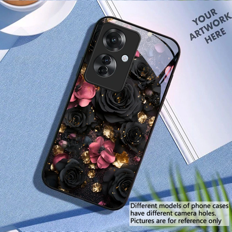 Chic Black Pink Rose Glass Phone Case