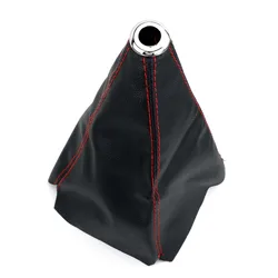 Universal PU Leather Gear Shift Boot Cover - Carbon Fiber Design in Black, Blue, Red (Red Line)